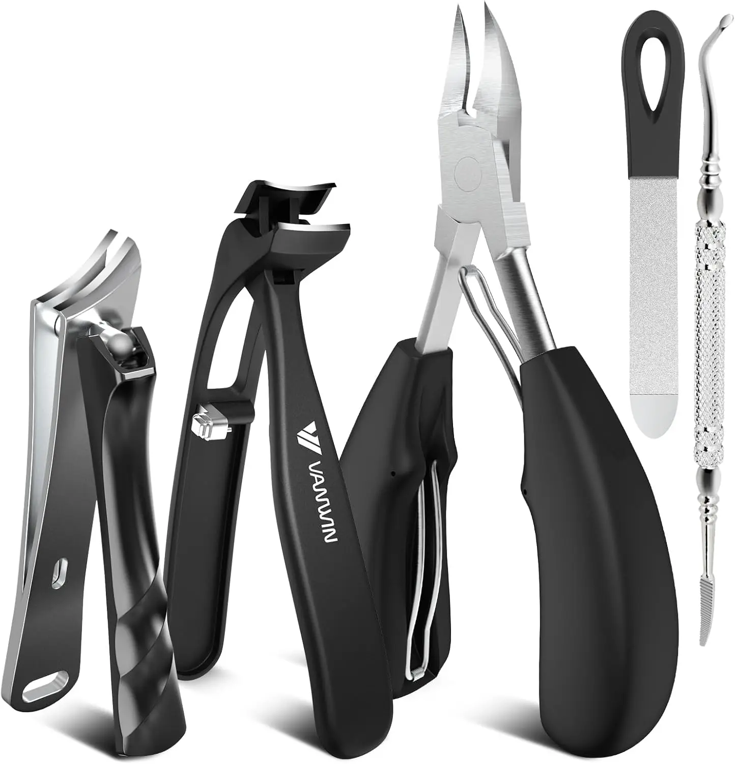 

Heavy Duty Wide Jaw Toenail Clippers for Thick Nails, Angled Head & 45° Sharp Slanted Ingrown Toenail Clippers Set Black