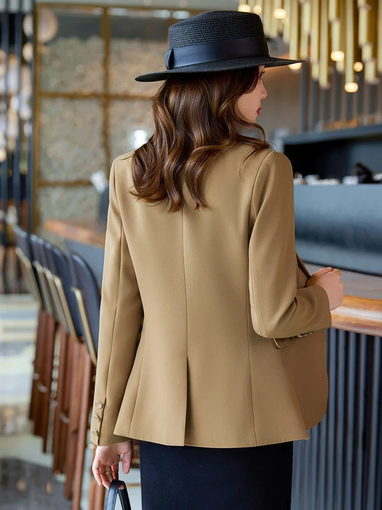 Caramel Color Women's Suit Jacket Casual Commute Fashionable Personality Spring Autumn New Arrival Slim Fit Polyester Fiber