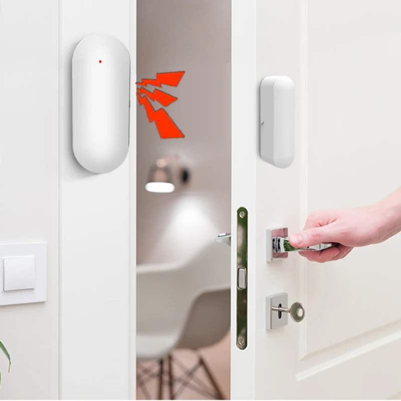 Hot Sale Wireless Magnetic Door & Window Sensor EV1527 Coding Mode RF 433MHz for Home Security Alarm System Burglar Alarm Kits