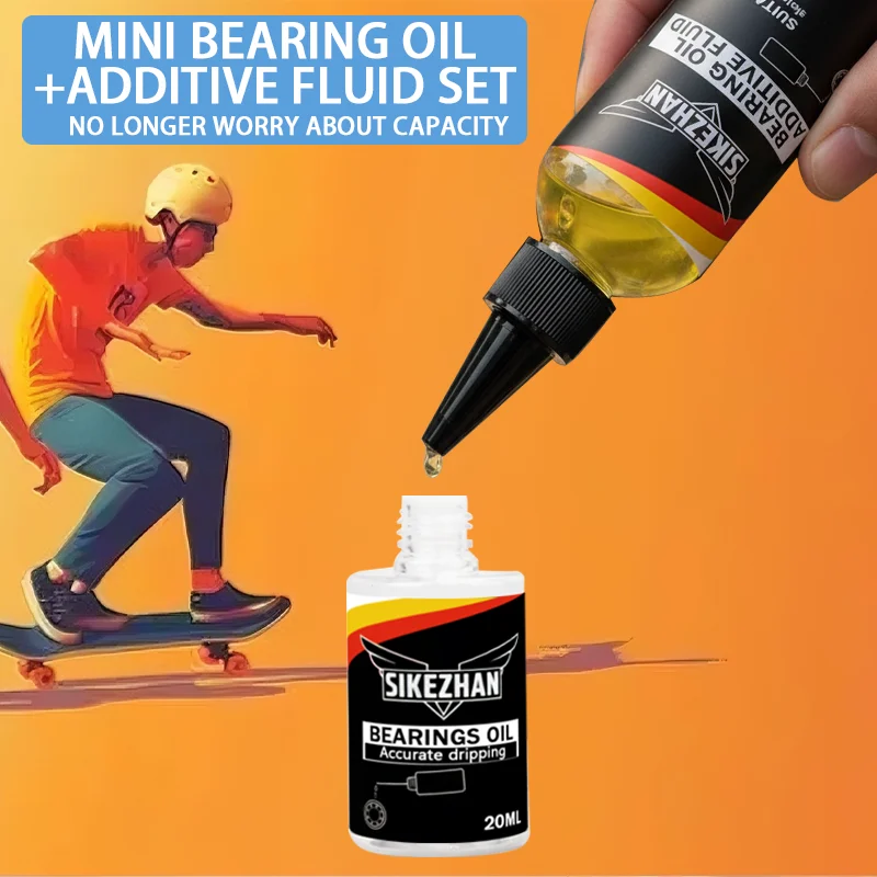 Skateboard Wheel Lube Kit, Bearing Oil + Additive Fluid, Precision Needle Tip, Fast Smooth Spin, Noise Reduction, Anti‑Rust