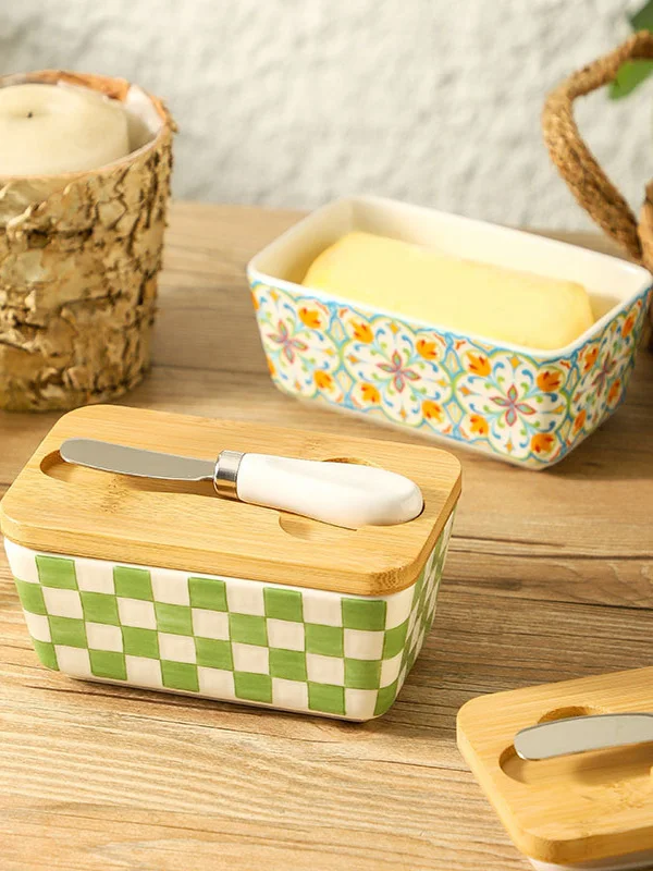 

Ceramic butter box crisper box rectangular sealed box food grade refrigerator storage box kitchen household crisper box