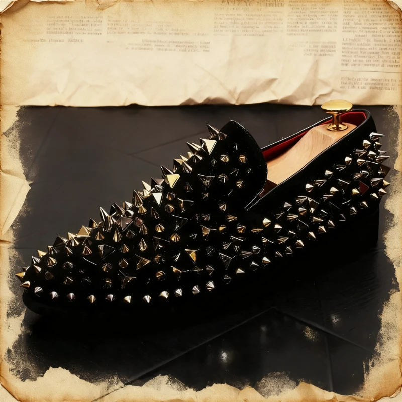 Zapatos sin cordones para Hombre, mocasines de diseñador con remaches de lujo para Hombre, zapatillas de deporte de cuero suave puntiagudas a la moda, Mocasines para Hombre