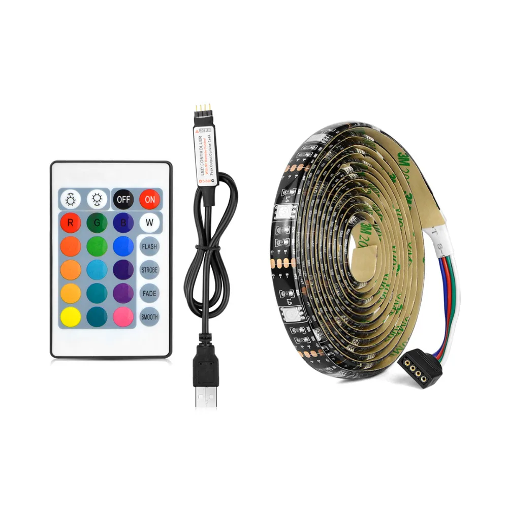 5V USB Port Power RGB LED Strip light 5050 Waterproof Flexible LED String Tape for TV Desktop Background Decor 1M 2M 3M 4M 5M