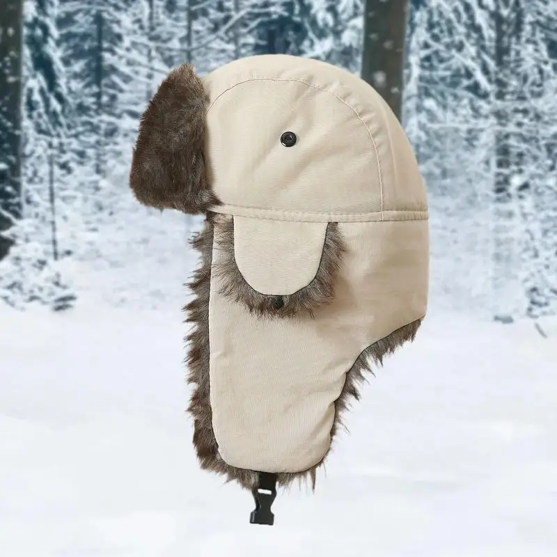 Men's Warm Soldier Hat Winter  Patrolman Earmuffs Polyester Fiber Warm Russian Ski Hat Windproof Cold Hats