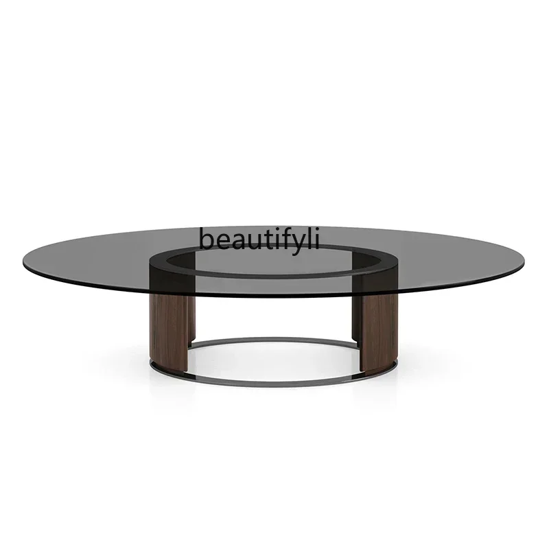 

AA Italian minimalist light luxury coffee table stainless steel Nordic living room designer creative round glass modern tea tabl