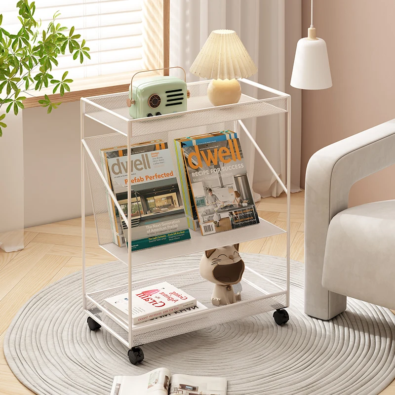 Multifunctional Side Table with Mobile Bedside Table, Modern Design, Iron Art, Baking Paint Finish