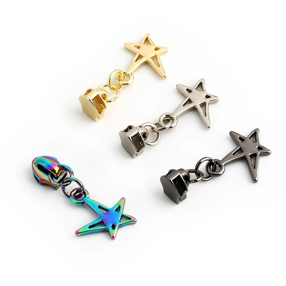 10/50/100PCS Irregular Stars 5# Nylon Zipper Puller For Travel Bag Suitcase Handbag High Heels Alloy Pull Tab Slider Accessories