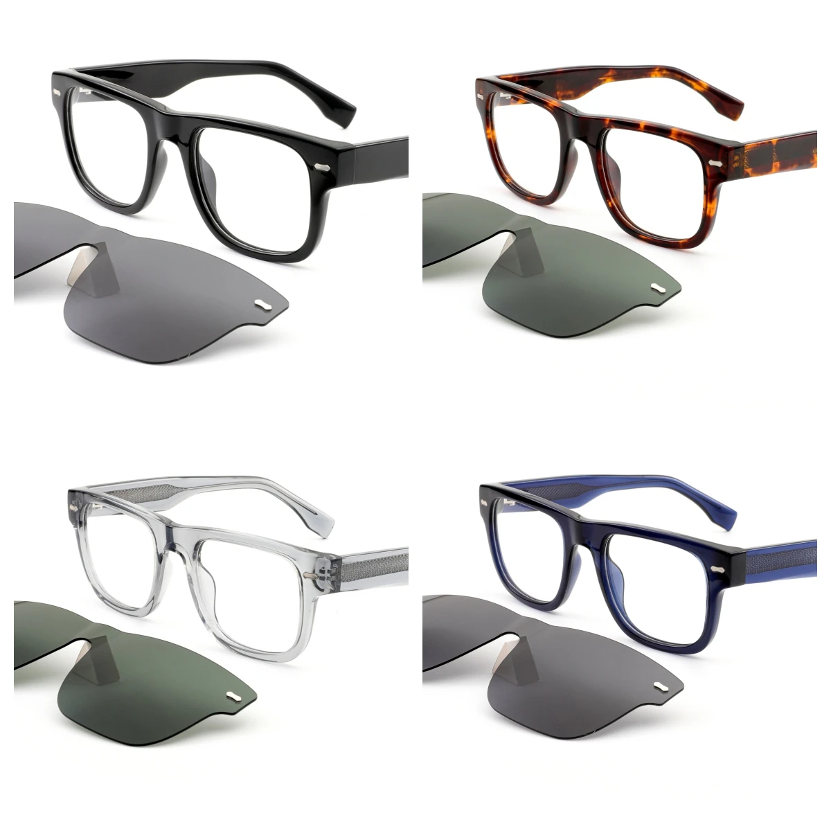

A-Soal 4702 Unisex Polarized Sunglasses with Acetate Frame Outdoor Driving Eyewear Magnetic Detachable Sun Glasses Set
