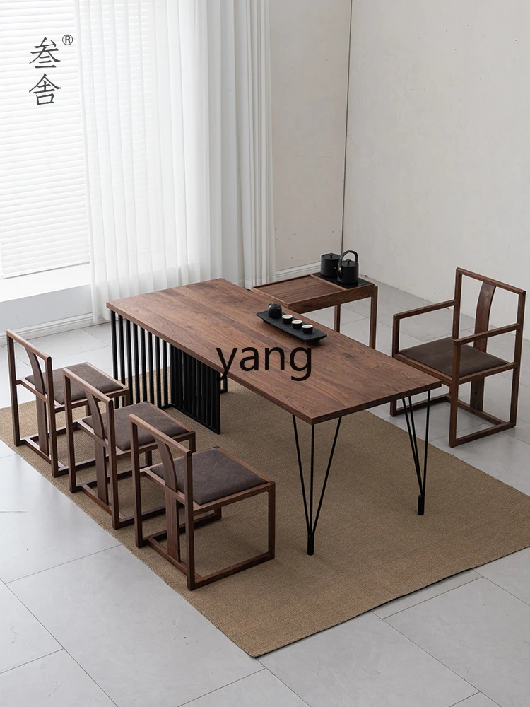 

LMMsolid wood simple large tea table office meeting guest integrated kung fu tea table and chair combination