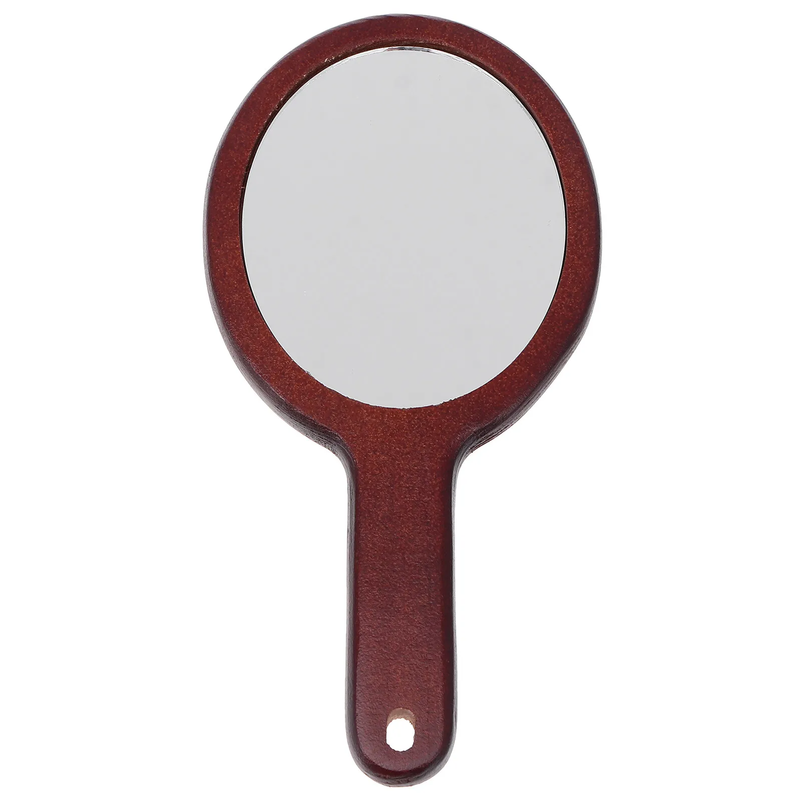 

Handheld Makeup Mirror Portable Wooden Handle Smooth Grip Perfect Size Lightweight Travel Beauty Vanity Mirror