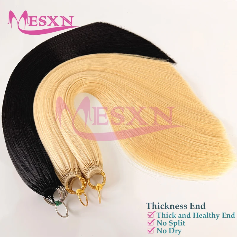 MESXN وصلات شعر بخط مزدوج شعر بشري 100% شعر طبيعي حقيقي مريح وغير مرئي 16 "-26" أشقر بني أسود