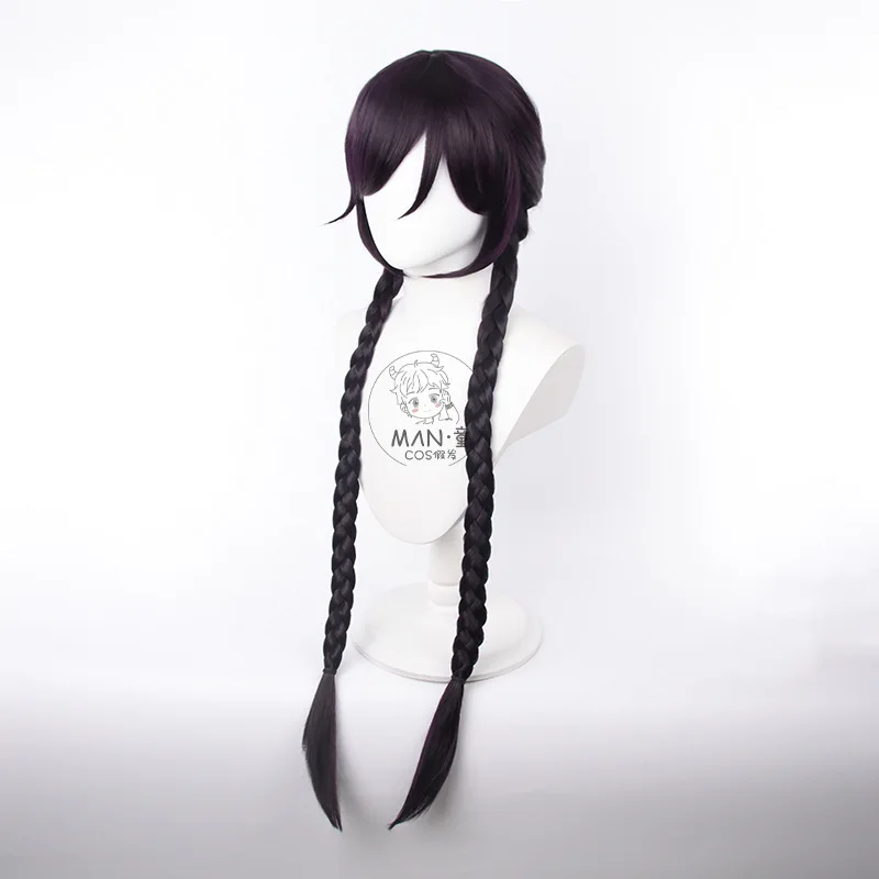 Danganronpa Fuyuhiko Kuzuryu Cosplay perruque violet noir double queues 1 mètre Stock Halloween cadeau