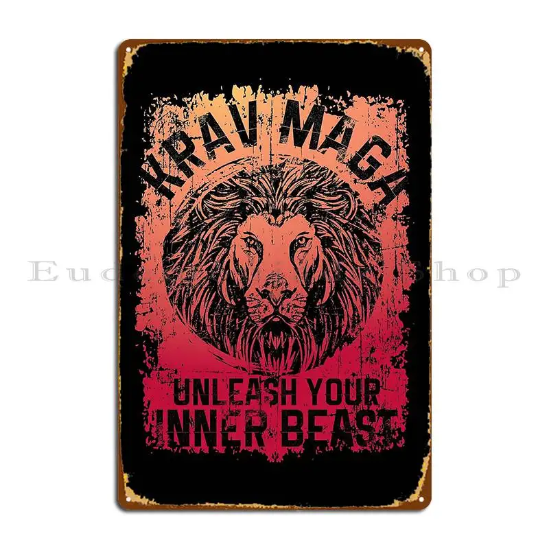 Krav Maga Lion Metal Signs Designer Club Bar Club Garage Painting Tin Sign Poster