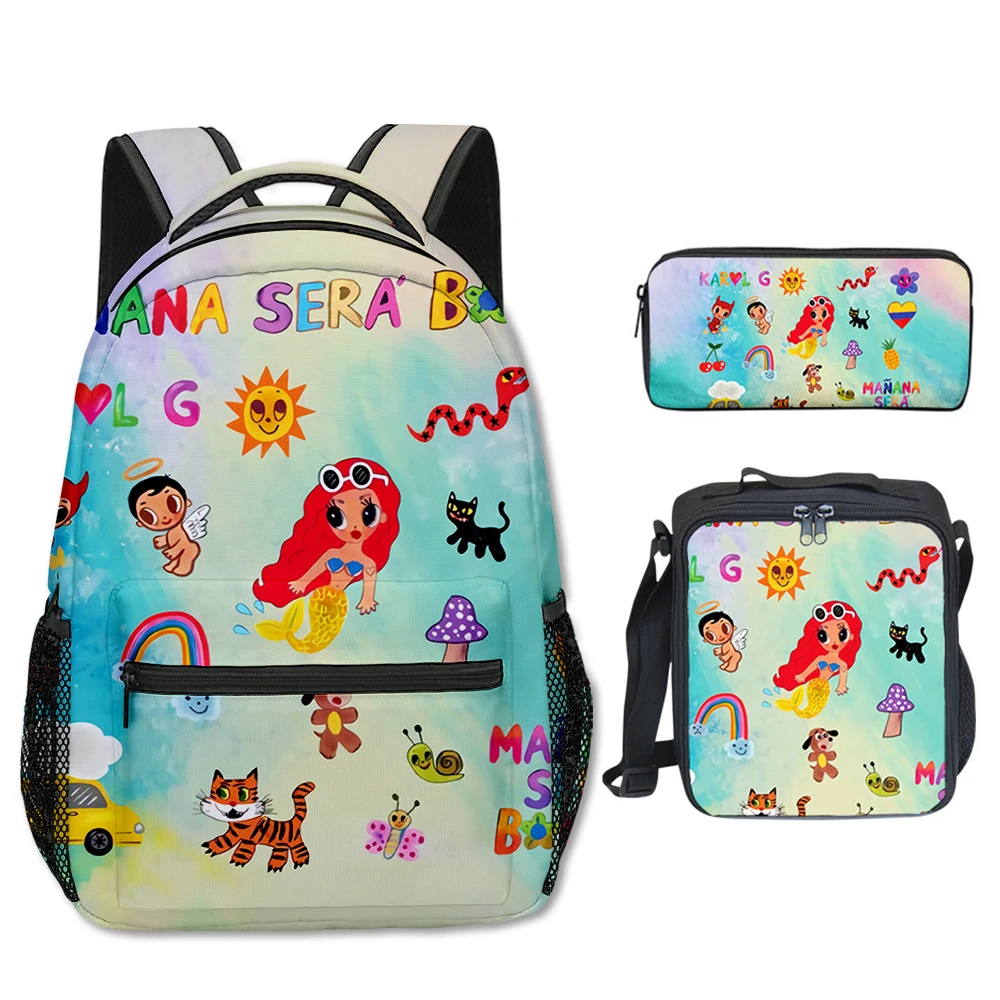 

Creative Popular Manana Sera BonitoI 3D Print 3pcs/Set School Bags Travel Notebook Backpack Crossbody Lunch bag Pencil Case