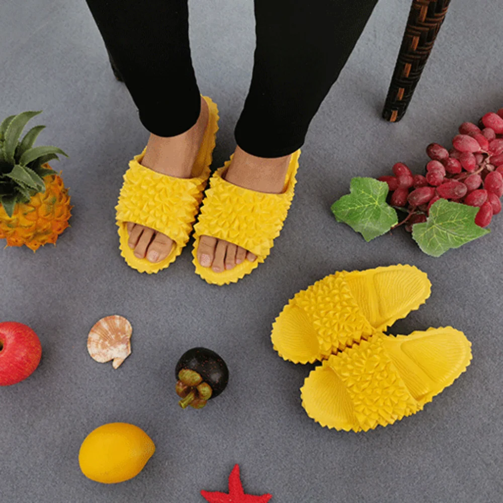 

Casual Funny Creative Durian Slippers Anti Slip Beachwear Flats Slippers Women PVC Shoes Slides Sandals Summer