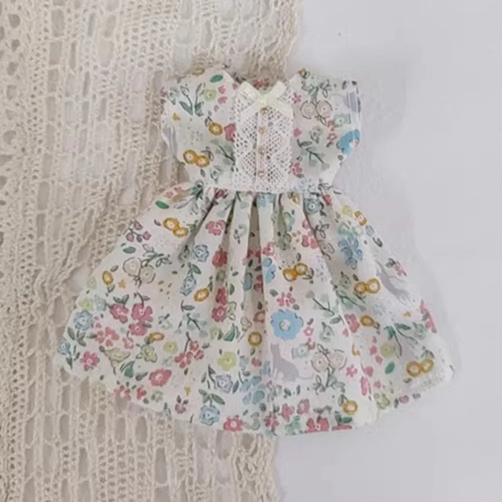 

Модные платья принцессы с цветочным принтом, милая мини-юбка с бутоном цветка, аксессуары «сделай сам», одежда для кукол, платья для azone ob22/24/27 кукол