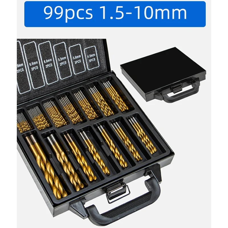 Hole Opener HSS Twist Drill Bits Set DIY Woodworking 1.5-10mm Titanium Coated Surface 118 Degree For Drilling woodworking