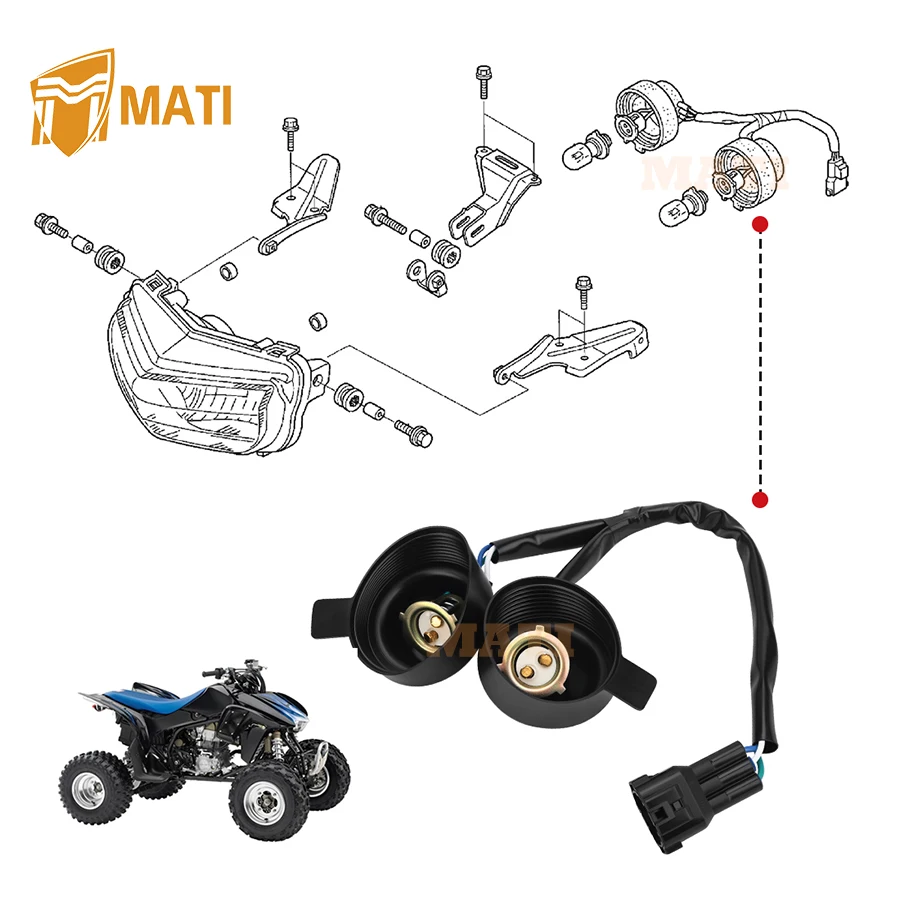 Headlight Socket With Wiring Harness For Honda Sportrax 300 TRX300EX TRX450 TRX450ER Sportrax 400 TRX400EX TRX300X 2006-2014