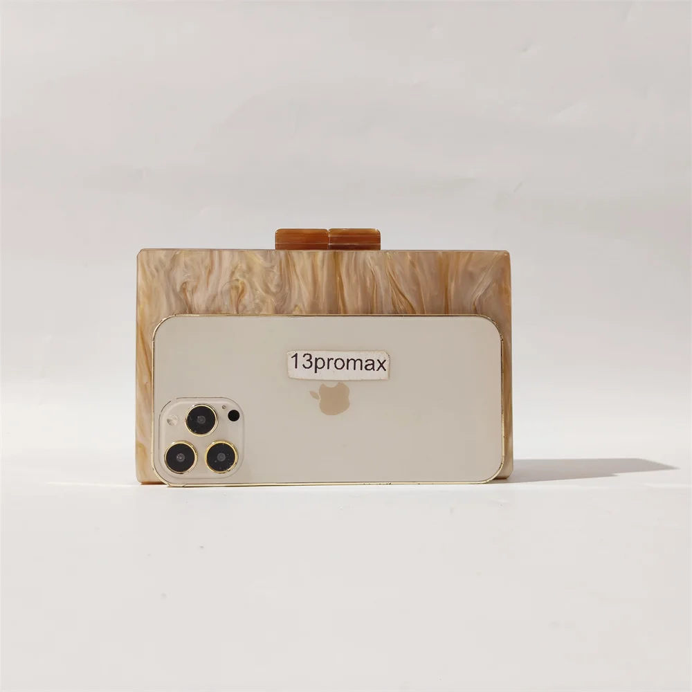 Marble Pearl Brown acrilico Box frizioni borsa a tracolla da donna estate Versatile piccola Mini borsa e borsa borsa da viaggio femminile con patta