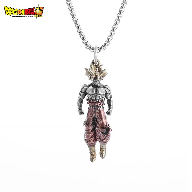 New Anime Cartoon Dragon Ball Z Super Saiyan Son Goku Alloy Electroplate Necklace Personality Pendant Hip Hop Sweater Chain Comi