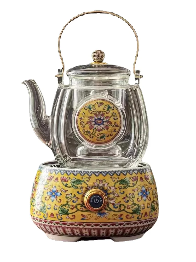 Specialized Teapot for Brewing Tea in Enamel, Colored Ceramic Electric Stove and Glass with Handle Suitable for Pu-erh Black Tea