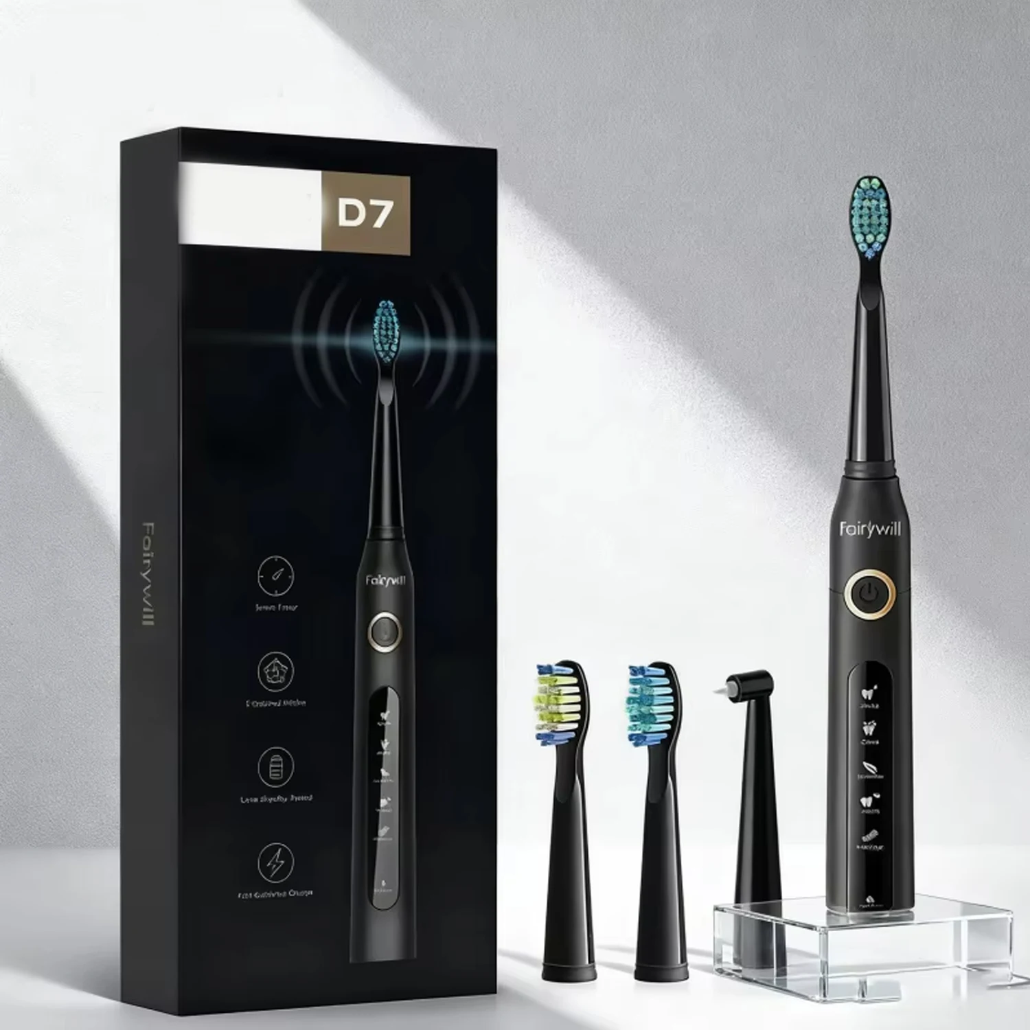 

Fairywill Electric Sonic Toothbrush USB Charge FW-507 Rechargeable Waterproof Electronic Tooth Brushes Replacement Heads Adult