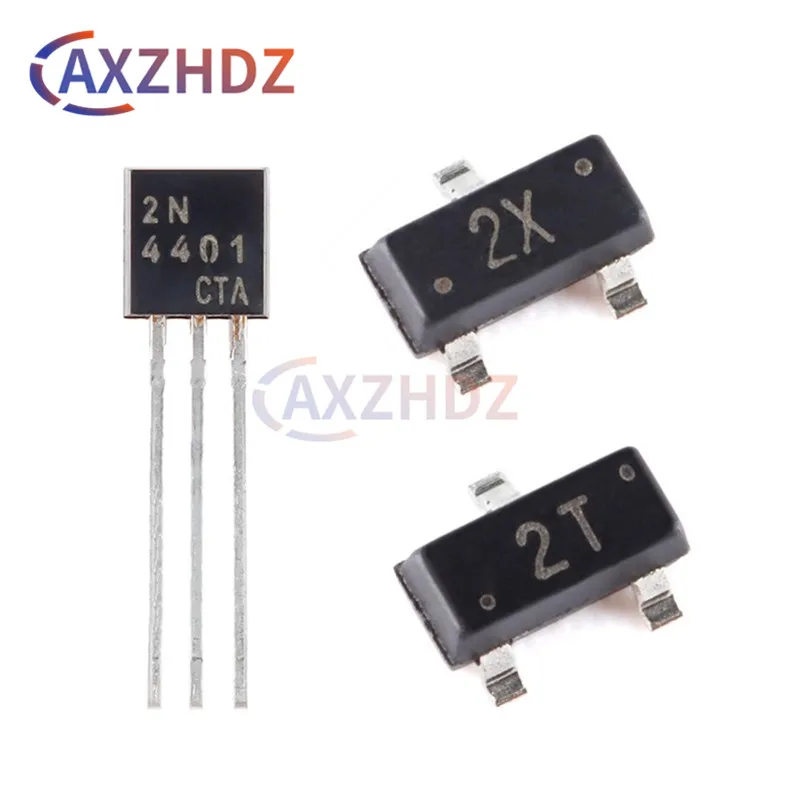 

100PCS MMBT4401 2X MMBT4403 2T 2N4401 2N4403 SOT-23 SOT-92 NPN PNP 40V 600mA PMBT4401 PMBT4403 W2X t2T DIP SMD Transistors