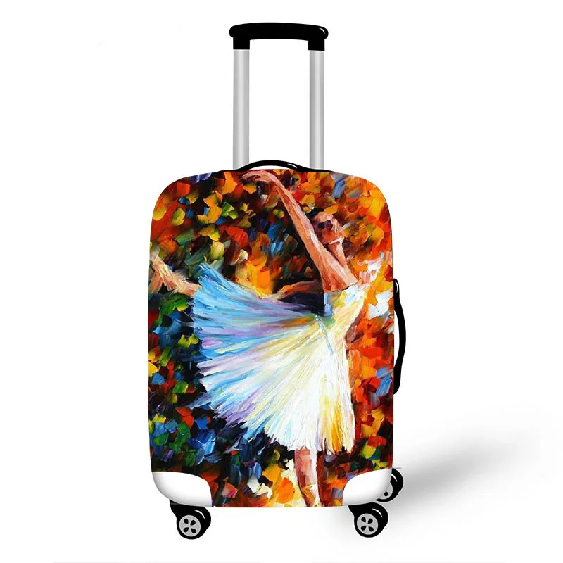 Funda de equipaje de chica de Ballet con pintura al óleo para viajar, Fundas protectoras de maleta de moda, funda de carro elástica