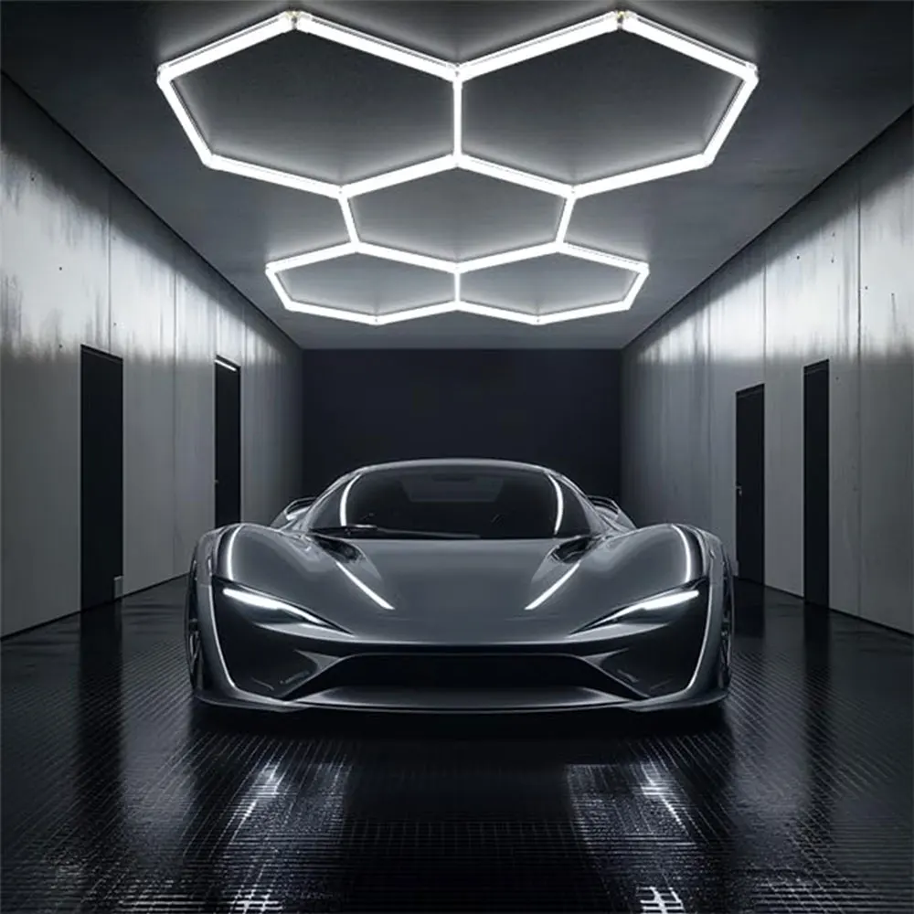 أضواء LED لمرآب السقف السداسي على شكل قرص العسل مع فتحة واحدة/ثلاثة/خمسة مناسبة لورش العمل وصالونات الشعر وصالات الألعاب الرياضية