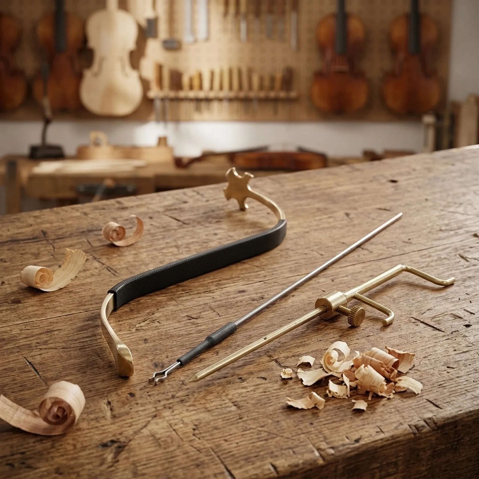 3PCS Brass Violin Luthier Equipment for Sound Post Tasks Including Gauge Retriever and Setter Used in Violin Maintenance