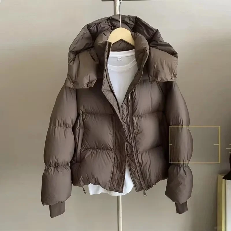 Nueva Chaqueta corta de Otoño Invierno para mujer, abrigo de algodón ligero con capucha a la moda para mujer, Parkas cálidas informales holgadas