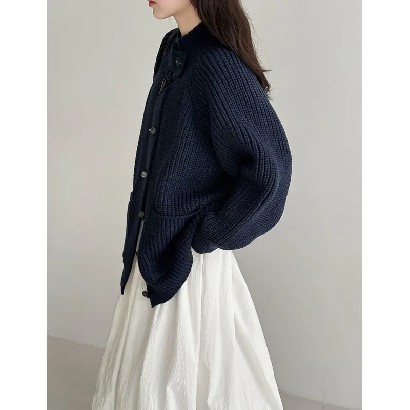 سترة صوفية كلاسيكية متماسكة مكتنزة على الطراز الفرنسي من جوهنيتشر للنساء للخريف والشتاء مع زر تبديل سترات غير رسمية متعددة الاستخدامات #4