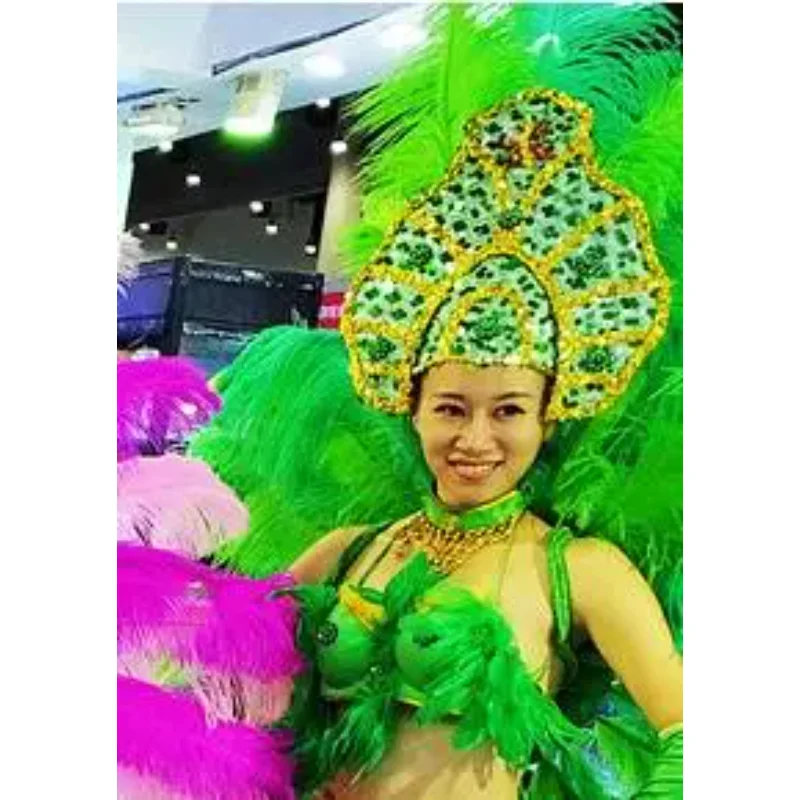 Sombrero de baile Samba para mujer, gorros de lentejuelas para actuaciones en escenario, gorra brillante con diamantes de imitación