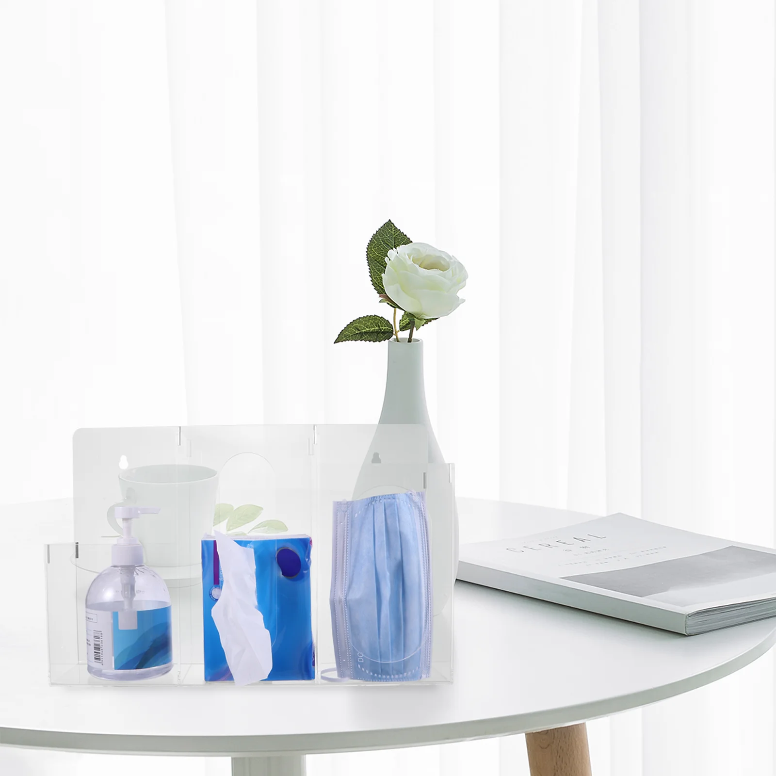 Geen ponsen Opbergdoos Kantoor Gezichtsmaskers Handhouder Acryl Gezichtshanddoek Hangende Tissue Container