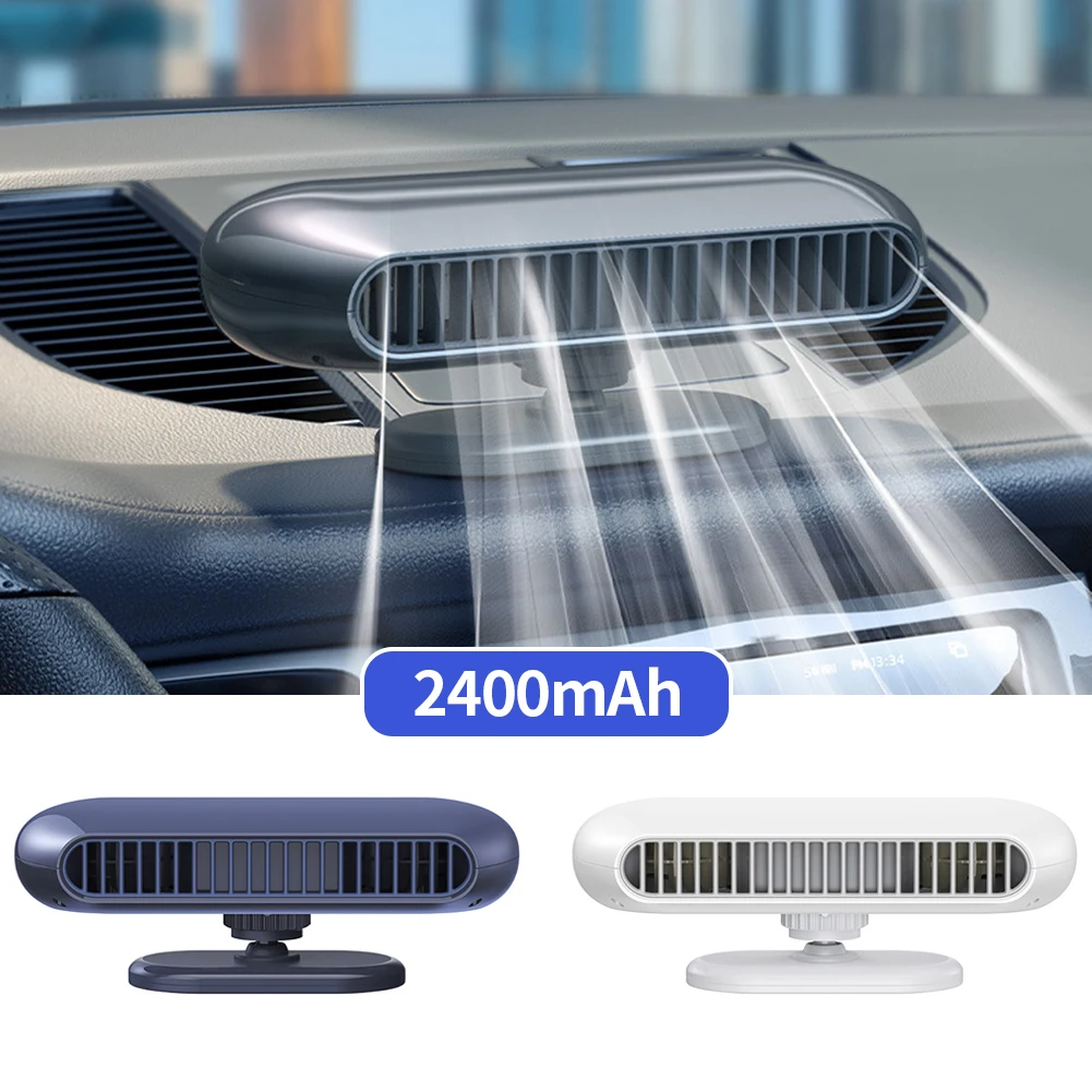 

Universal Car Dual Turbine No Blades USB Silent Adjustable Air Circulation Electric Fan Auto Tabletop Accessories Rechargeable