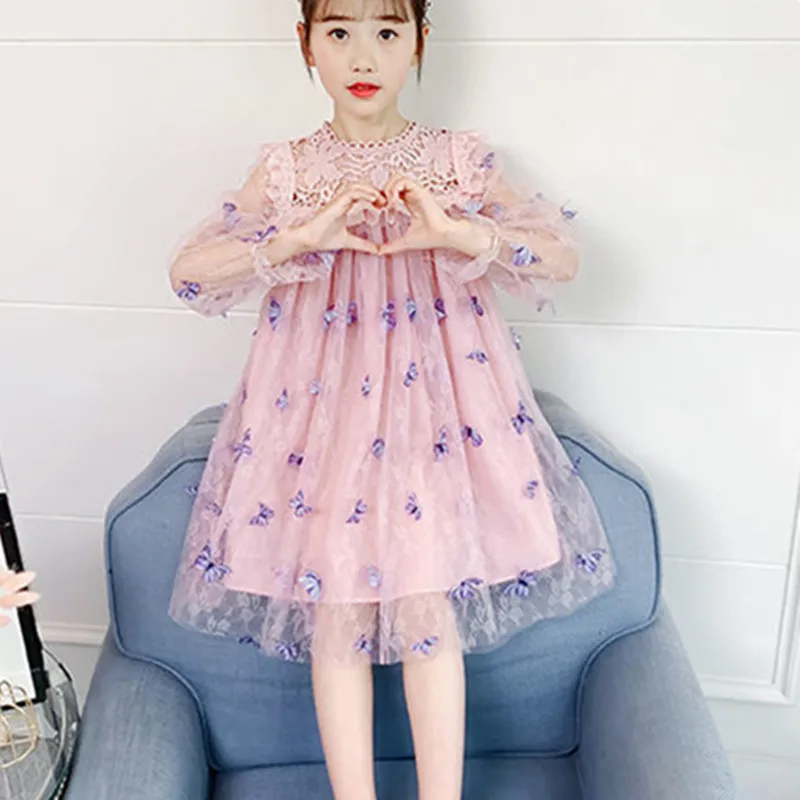 

Girl Dress Kids Skirts Spring Autumn Cotton 2022 Butterfly Flower Girl Dress Party Evening Gown Beach Outdoor Children Clothing