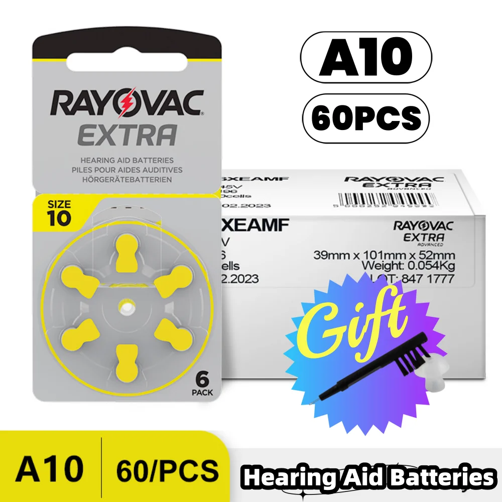 

Hearing Aid Batteries 60PCS Rayovac Extra Battery A10 10A PR70 10 High Performance Zinc Air Battery For Digital Hearing Aid