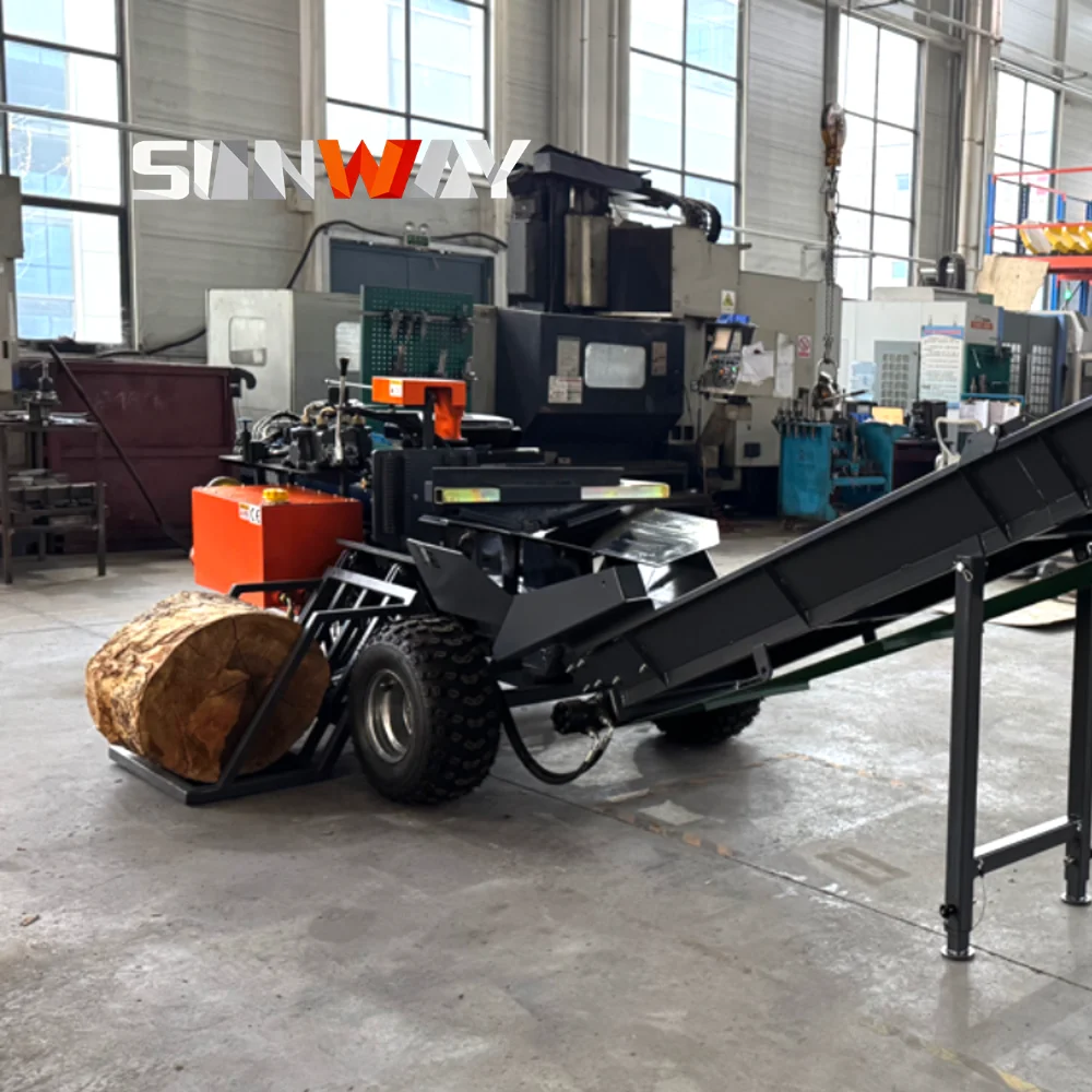 

High Quality 35T Hydraulic Firewood Processor Automatic Log Splitter With Conveyor for Forest Farm