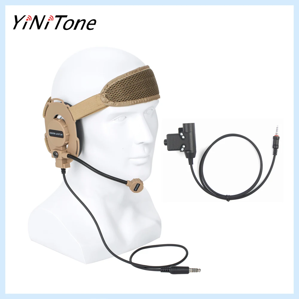 Walkie Talkie 7.1mm Brown HD03 CS Bowman Elite II Earpiece Mic with U94 PTT For Yaesu Vertex VX-120 VX-127 VX-170 VX-177