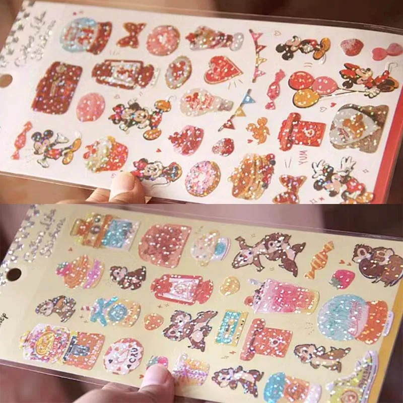 Imagem -05 - Disney-sanrio Laser Cartoon Adesivos Urso Cão Gato Scrapbooking Diário de Faça Você Mesmo Adesivo Decorativo Álbum Etiqueta da Vara 24 Pcs Lote