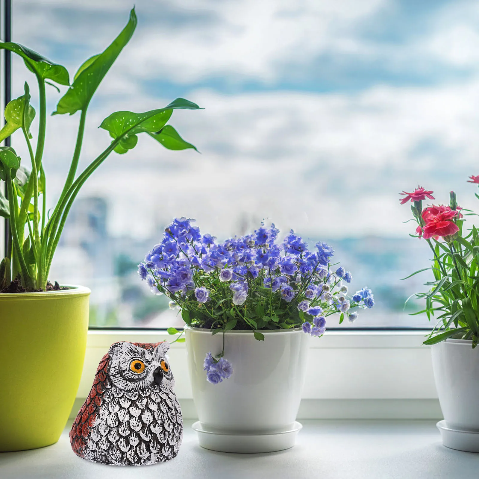 البومة مخفي تمثال في الهواء الطلق حديقة صندوق مخفي الراتنج حجر شكل مخفي مفتاح حامل ساحة الصخور مفتاح آمنة وهمية روك للاستخدام الخارجي #1