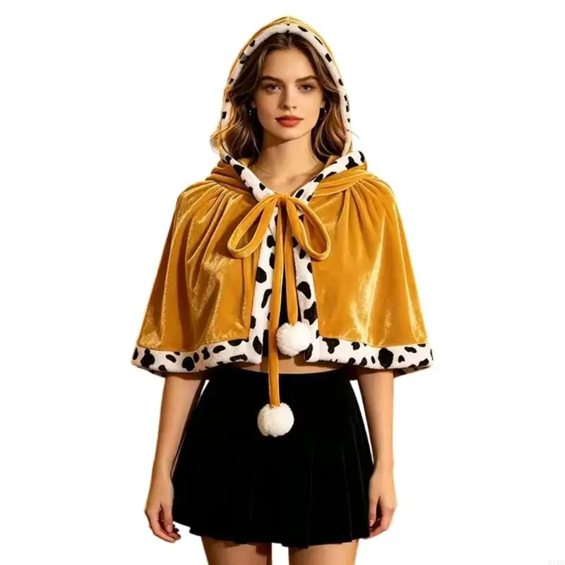 Open Front Costume Shawl with Contrast Trim for Photo Styling 6XDA