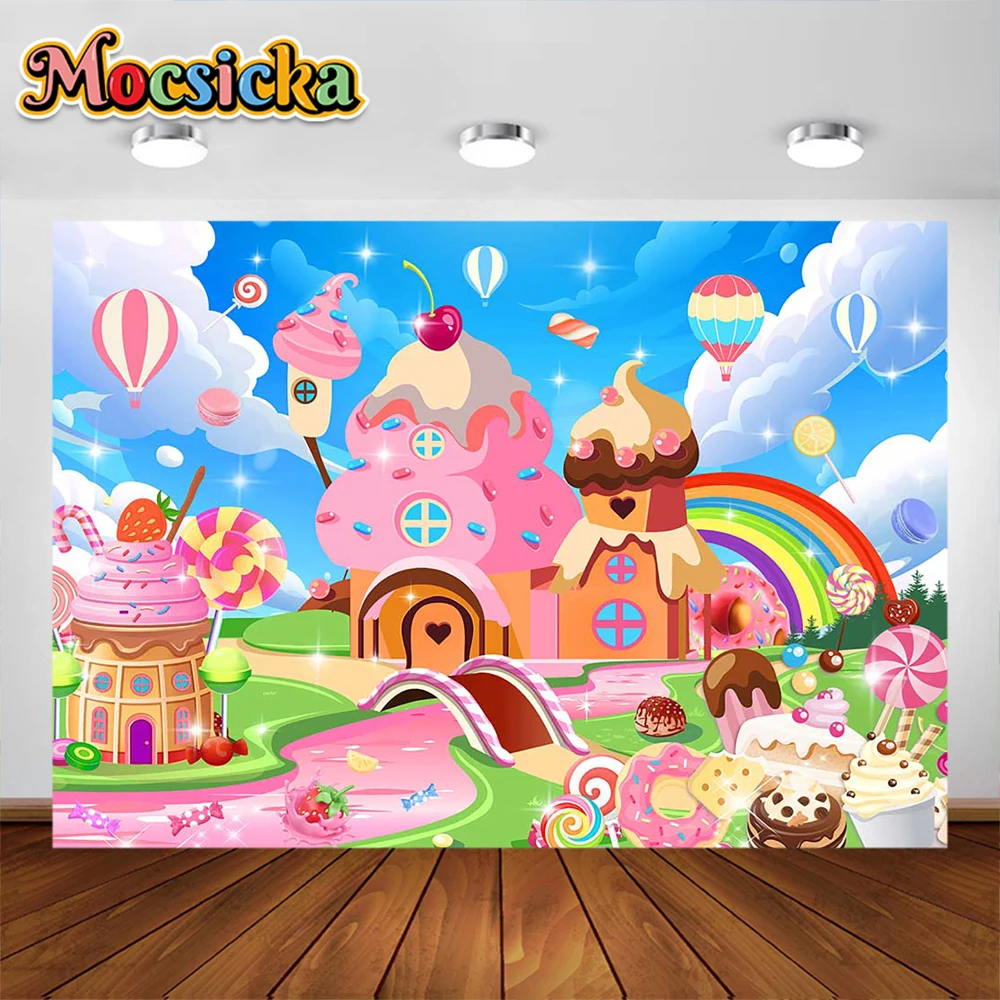 Donut Ice Cream Candy Photography Background Birthday Party Decoration Cake Table Banner Children Portrait Photo Studio Props