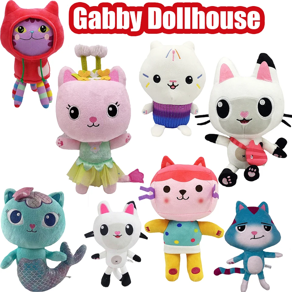 

20-32cm Gabby Doll House Plush Toy Backpack Cat Cake Cat Mermaid Stuffed Animal Plushie