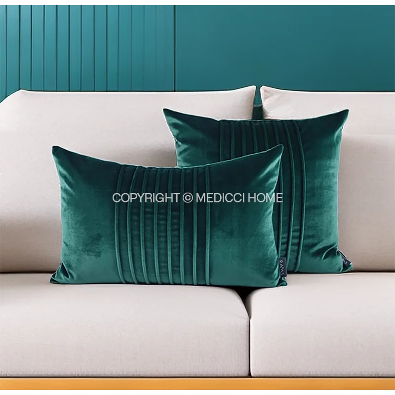 Medicci Home Nordic Simple Modern Velvet Pillowcase Living Room Sofa Brilliant Decorative Striped Cushion Covers 45x45cm 50x50cm