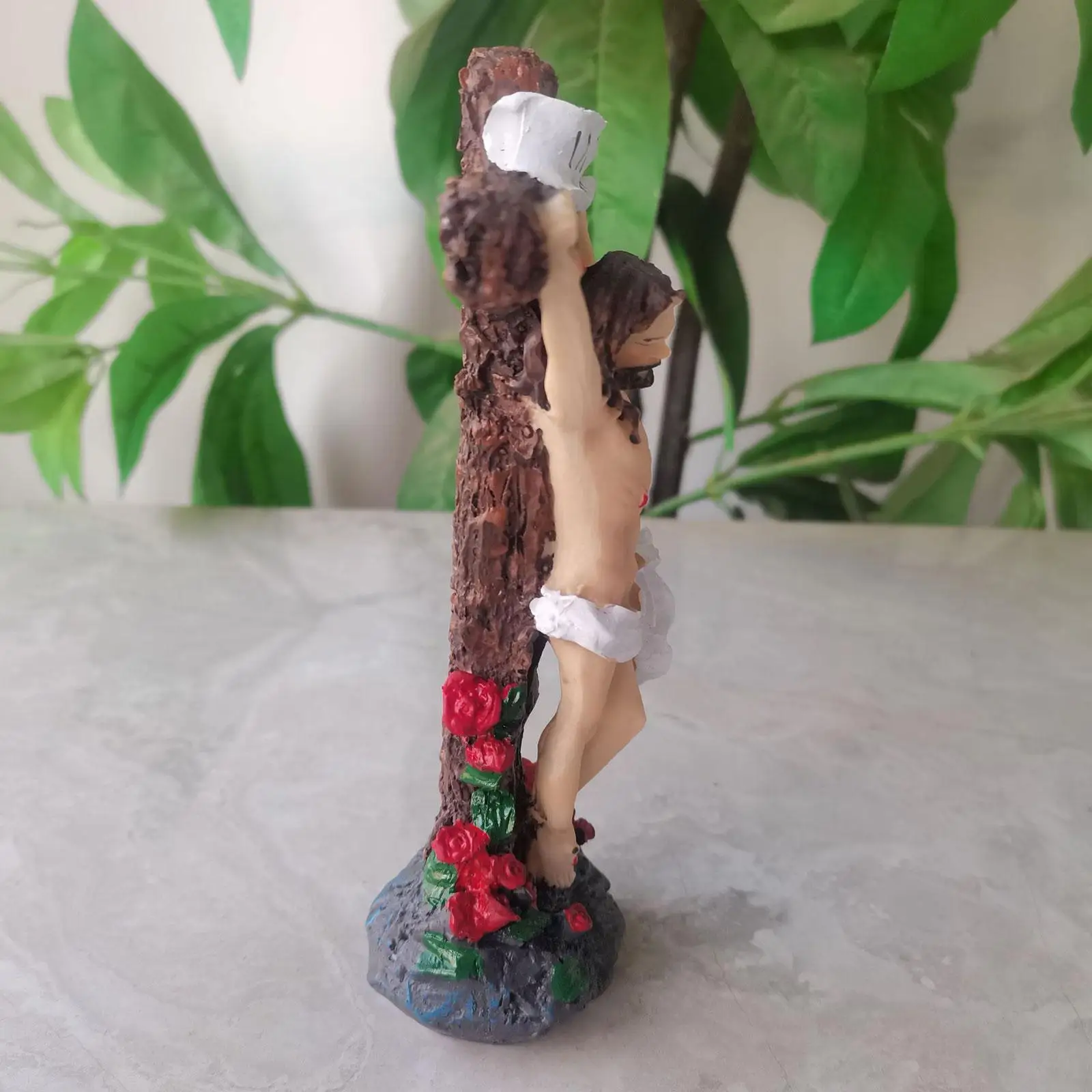 Jesus Crucifix Crosses Figurine Resin Statue for Bookshelf Yard Living Room