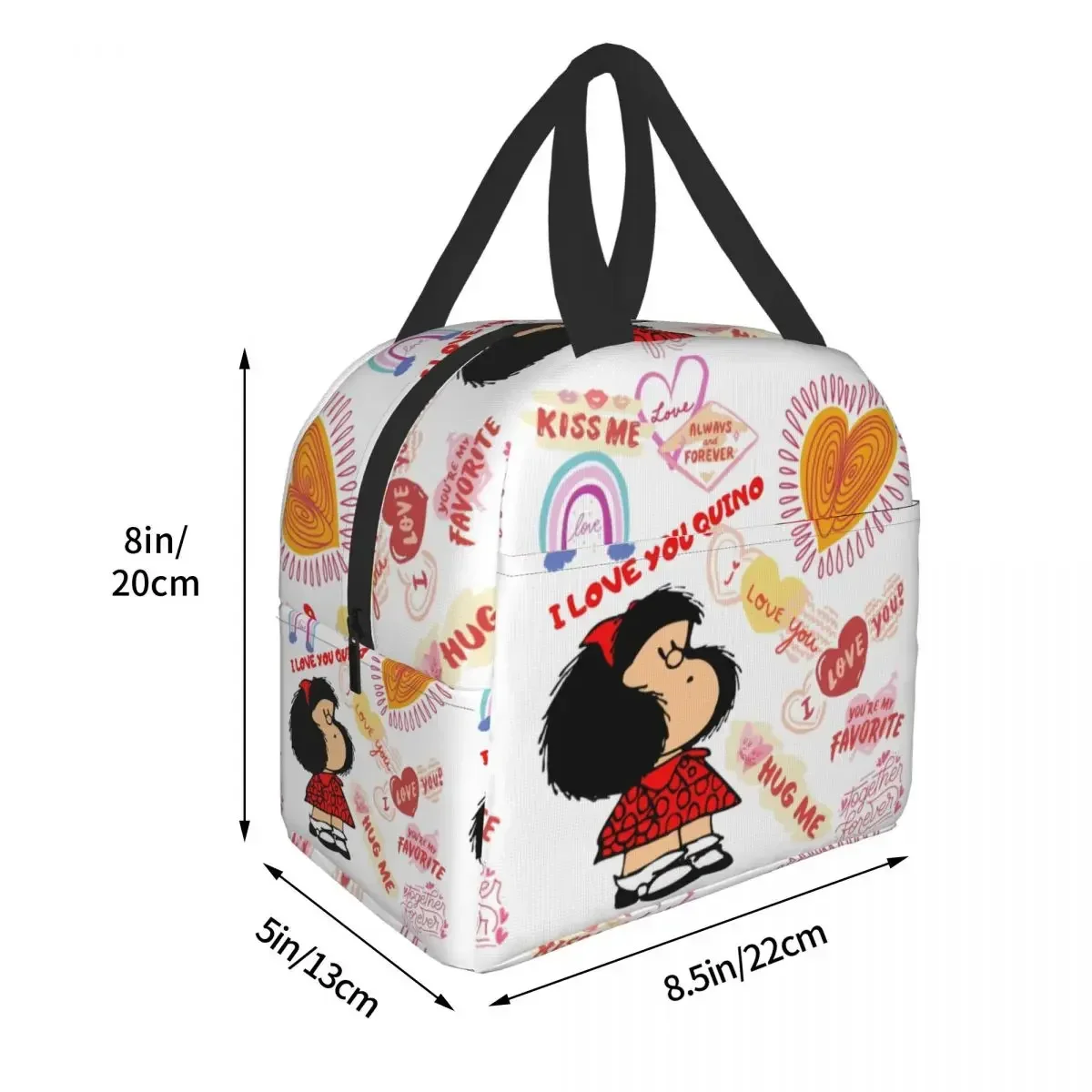 Mafalda Quino Comics Thermal Insulated Lunch Bag Resuable Lunch Box for Women Kids Outdoor Camping Travel Food Storage Bags