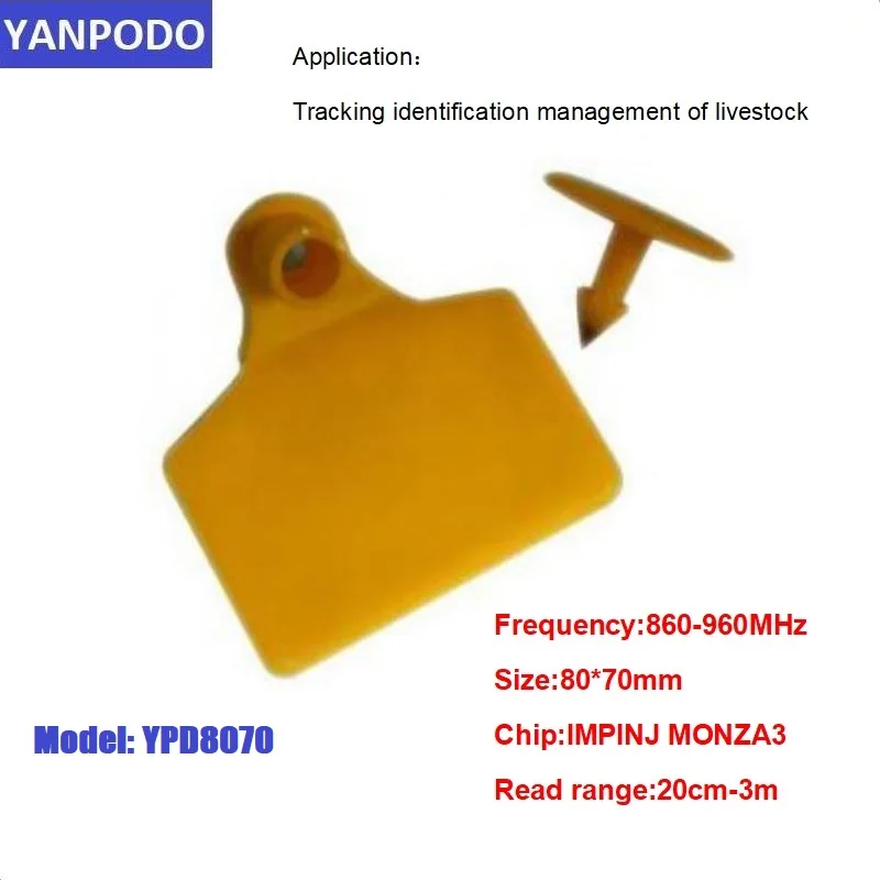 Yanpodo ISO18000-6C livestock tracking animal ear tag electronic cattle sheep pigs cows tag long RFID UHF animal ear tag