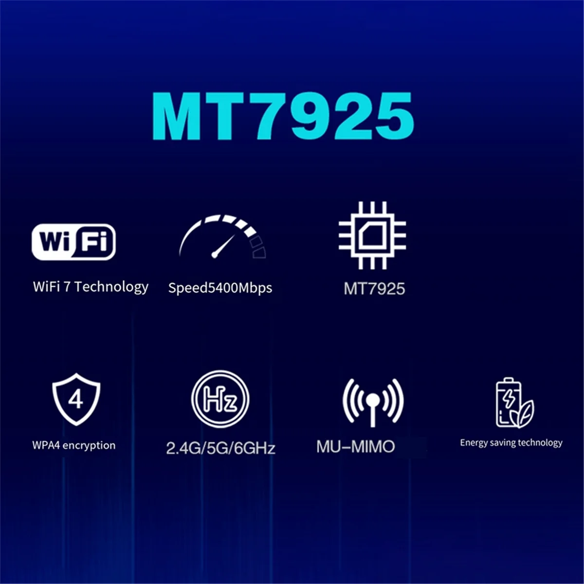 MT7925 WIFI 7 Card + Antennas with Baffles - 5400Mbps M.2 Triple Band -Y18A