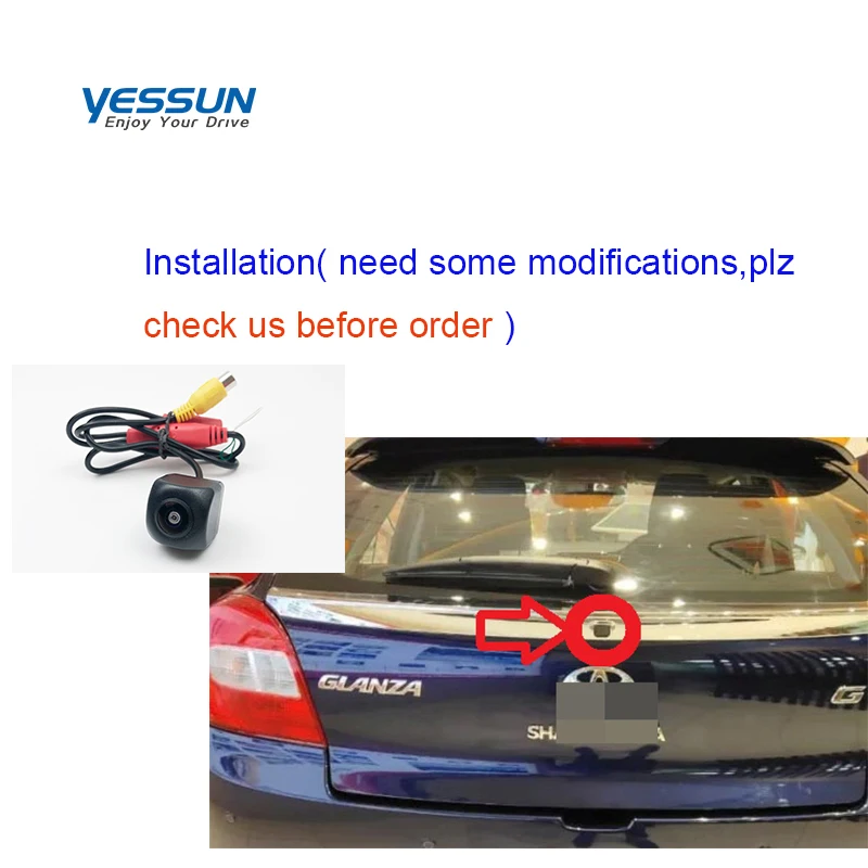 Rear view camera For Toyota Glanza 2015~2022 CCD Dynamic Trajectory vehical backup camera/reseverd hole rear camera